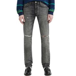 Levi's Premium 501 Original Straight Jeans Faded Black Distressed Size 38 X 32